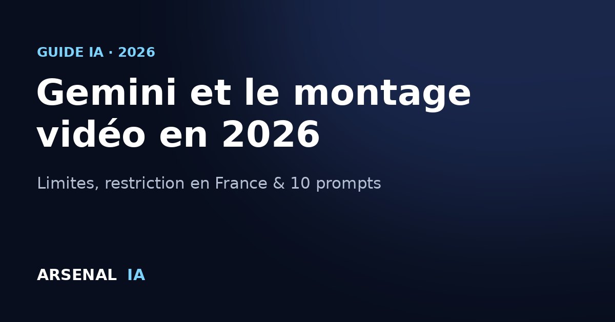 Gemini et le montage vidéo en 2026 — guide Arsenal IA